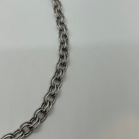 Vintage Chunky Silver-tone Chain Necklace Double Link Statement Chainmaille 20" - Picture 9 of 14
